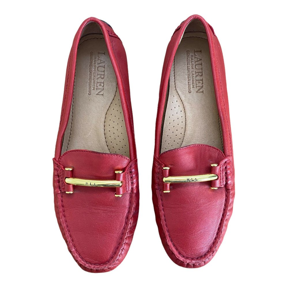 Lauren Ralph Lauren Red Leather Caliana size 8B driving moccasin